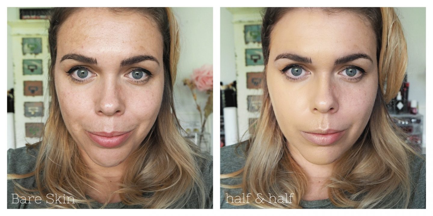 Too Faced Peach perfect comfort matte foundation before and after