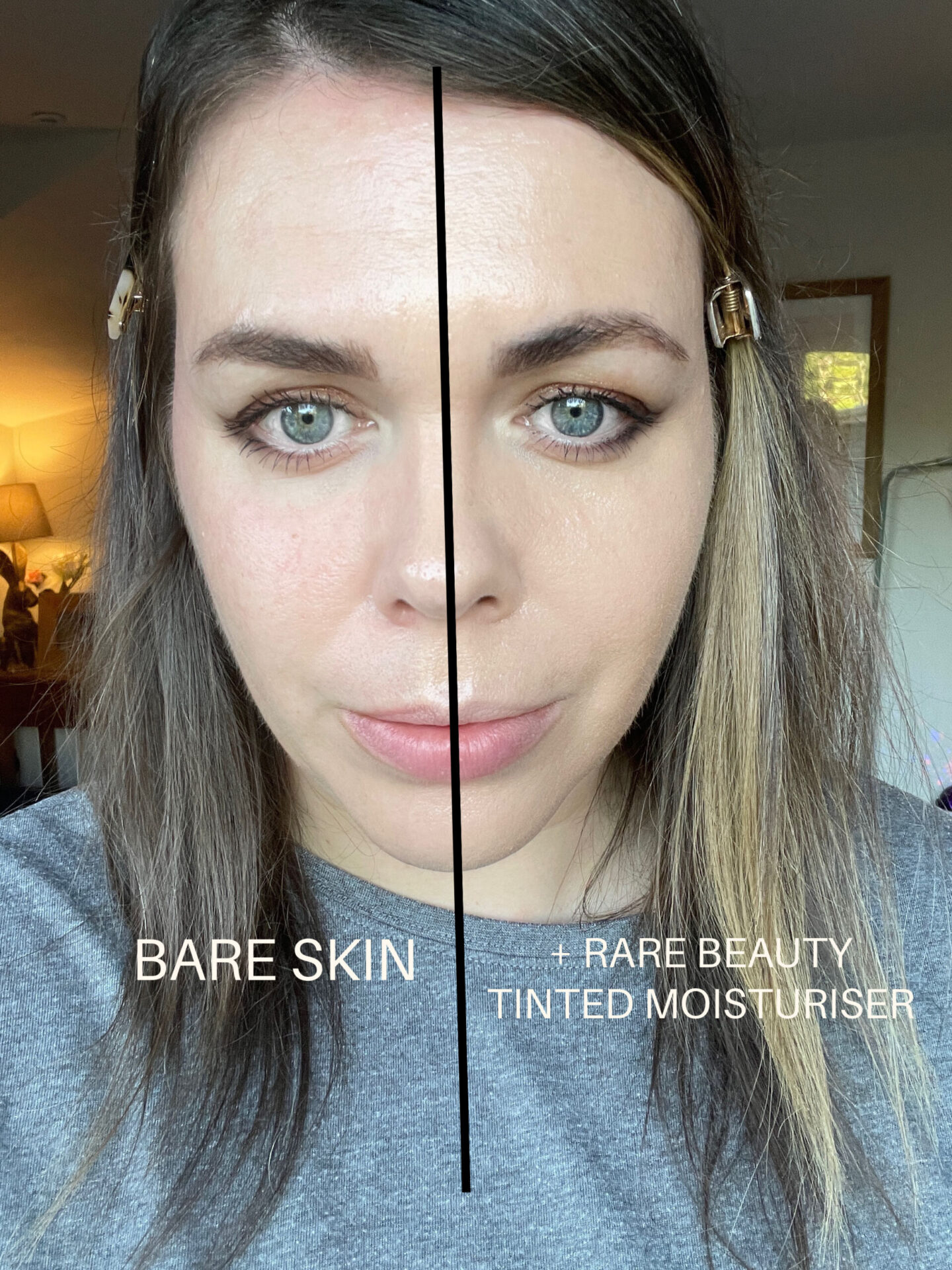 rare beauty tinted moisturiser before and after