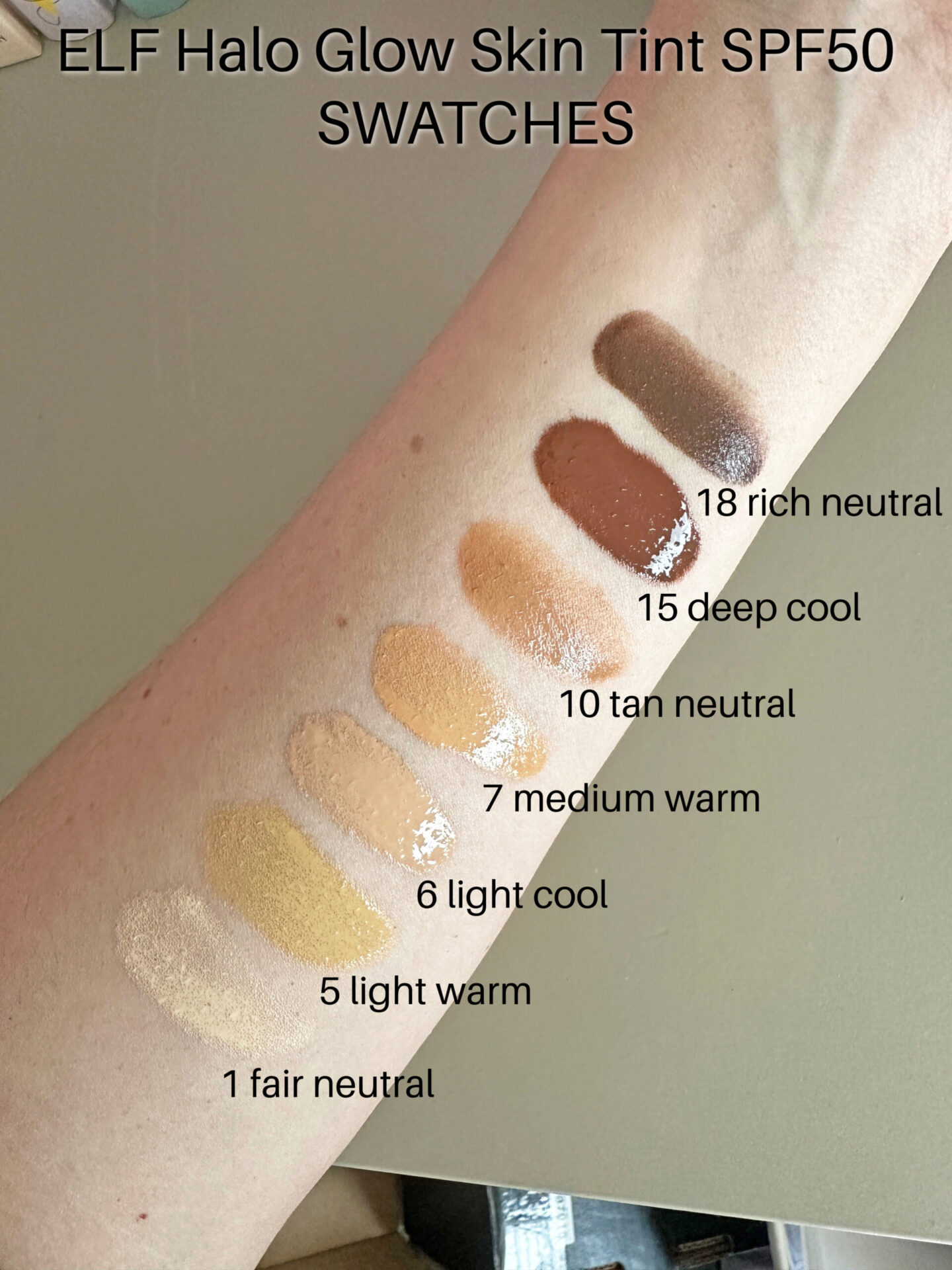ELF Halo Glow Skin Tint SPF50 review and swatches